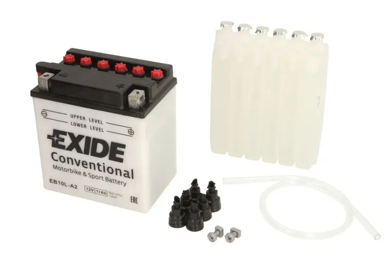 Akumulator Kwasowy/Rozruchowy/Suchoładowany z elektrolitem (ograniczona sprzedaż konsumencka) EXIDE 12V 11Ah 130A P+ Obsługowy elektrolit w zestawie 135x90x145mm Suchoładowany z elektrolitem YB10L-A2 – YB10L-A2 EXIDE