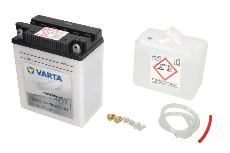 Akumulator Kwasowy/Rozruchowy/Suchoładowany z elektrolitem (ograniczona sprzedaż konsumencka) VARTA 12V 12Ah 160A P+ Obsługowy elektrolit w zestawie 136x82x161mm Suchoładowany z elektrolitem YB12AL-A – YB12AL-A VARTA FUN
