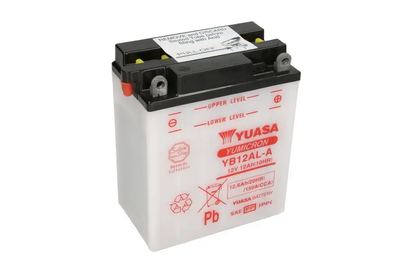Akumulator Kwasowy/Rozruchowy YUASA 12V 13Ah 150A P+ Obsługowy 136x82x162mm Suchoładowany bez elektrolitu wymagana ilość elektrolitu 0,75l YB12AL-A – YB12AL-A YUASA