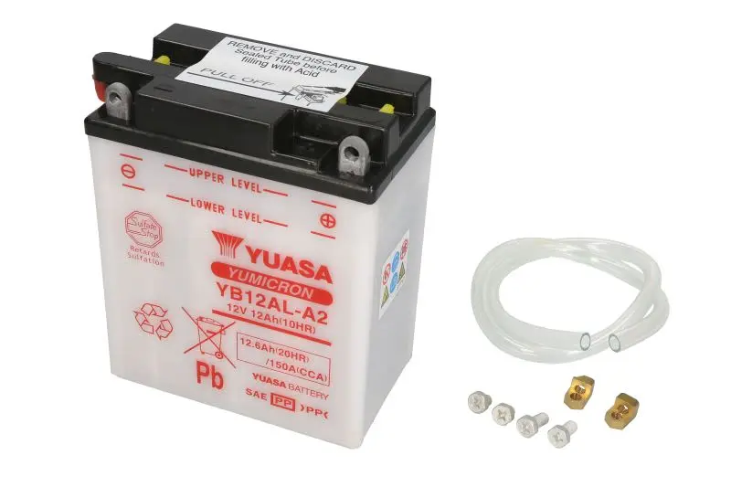 Akumulator Kwasowy/Rozruchowy YUASA 12V 13Ah 150A P+ Obsługowy 134x80x160mm Suchoładowany bez elektrolitu wymagana ilość elektrolitu 0,75l YB12AL-A2 – YB12AL-A2 YUASA