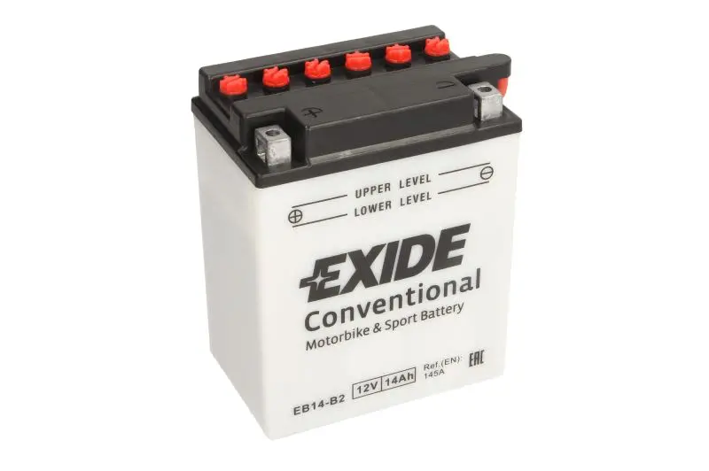 Akumulator Kwasowy/Rozruchowy/Suchoładowany z elektrolitem (ograniczona sprzedaż konsumencka) EXIDE 12V 14Ah 145A L+ Obsługowy elektrolit w zestawie 134x89x166mm Suchoładowany z elektrolitem YB14-B2 p – YB14-B2 EXIDE