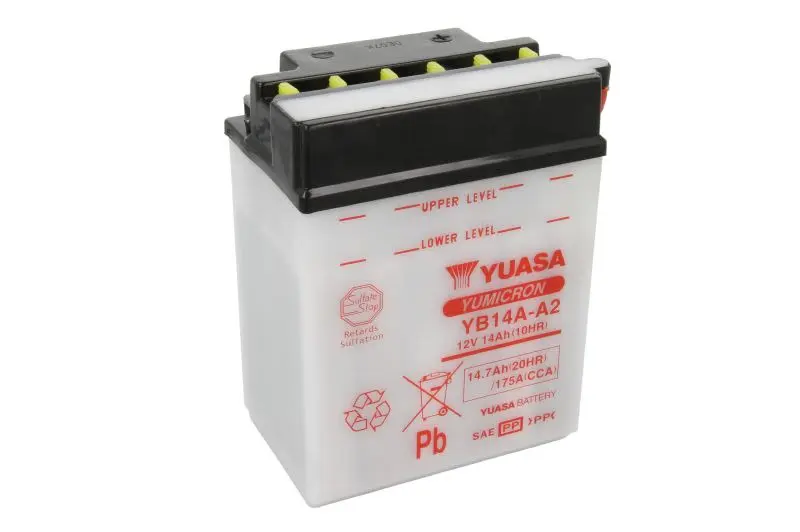 Akumulator Kwasowy/Rozruchowy YUASA 12V 15Ah 175A L+ Obsługowy 134x89x176mm Suchoładowany bez elektrolitu wymagana ilość elektrolitu 0,9l YB14A-A2 – YB14A-A2 YUASA