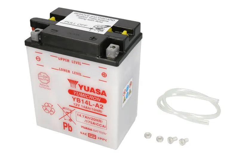 Akumulator Kwasowy/Rozruchowy YUASA 12V 15Ah 175A P+ Obsługowy 136x91x168mm Suchoładowany bez elektrolitu wymagana ilość elektrolitu 0,9l YB14L-A2 – YB14L-A2 YUASA