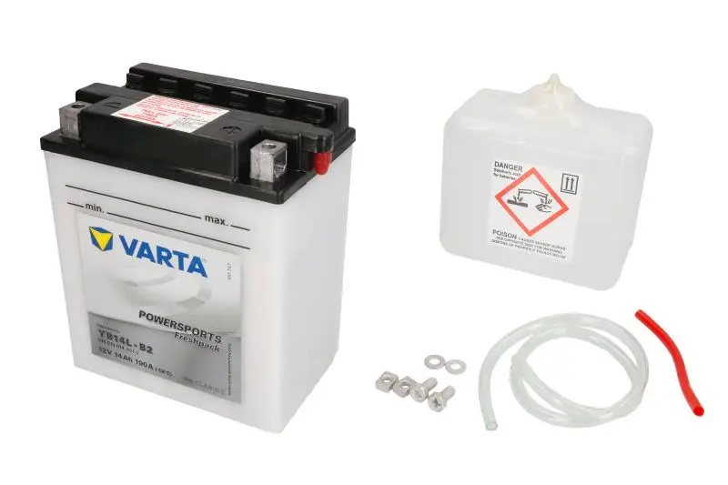 Akumulator Kwasowy/Rozruchowy/Suchoładowany z elektrolitem (ograniczona sprzedaż konsumencka) VARTA 12V 14Ah 190A P+ Obsługowy elektrolit w zestawie 136x91x166mm Suchoładowany z elektrolitem YB14L-B2 – YB14L-B2 VARTA FUN