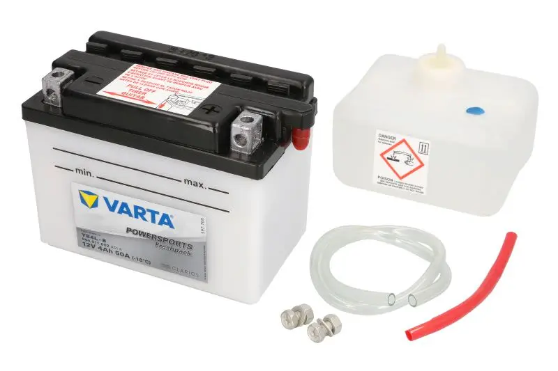 Akumulator Kwasowy/Rozruchowy/Suchoładowany z elektrolitem (ograniczona sprzedaż konsumencka) VARTA 12V 4Ah 50A P+ Obsługowy elektrolit w zestawie 121x71x93mm Suchoładowany z elektrolitem YB4L-B pasuj – YB4L-B VARTA FUN