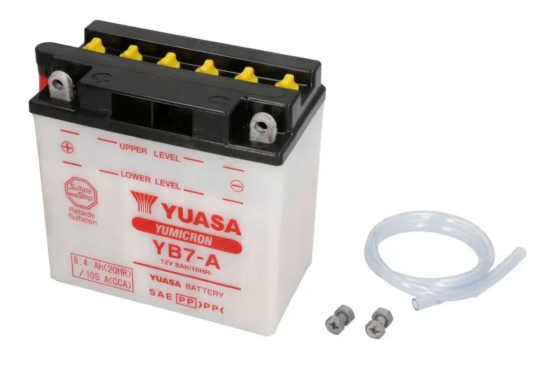 Akumulator Kwasowy/Rozruchowy YUASA 12V 8Ah 124A L+ Obsługowy 136x75x133mm Suchoładowany bez elektrolitu wymagana ilość elektrolitu 0,6l YB7-A – YB7-A YUASA