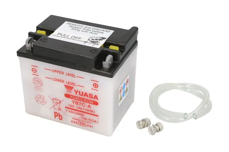 Akumulator Kwasowy/Rozruchowy YUASA 12V 7Ah 75A P+ Obsługowy 130x90x114mm Suchoładowany bez elektrolitu wymagana ilość elektrolitu 0,6l YB7C-A – YB7C-A YUASA