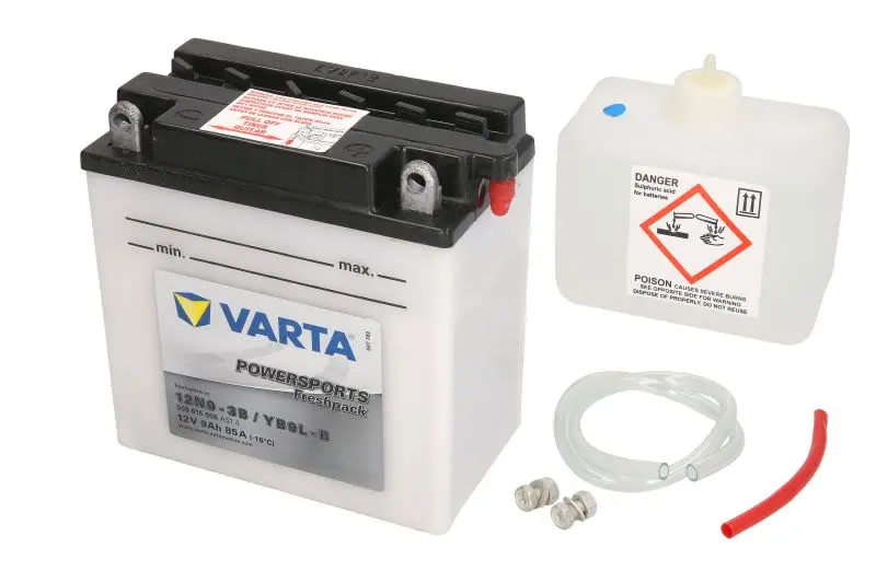 Akumulator Kwasowy/Rozruchowy/Suchoładowany z elektrolitem (ograniczona sprzedaż konsumencka) VARTA 12V 9Ah 85A P+ Obsługowy elektrolit w zestawie 136x76x140mm Suchoładowany z elektrolitem YB9L-B pasu – YB9L-B VARTA FUN