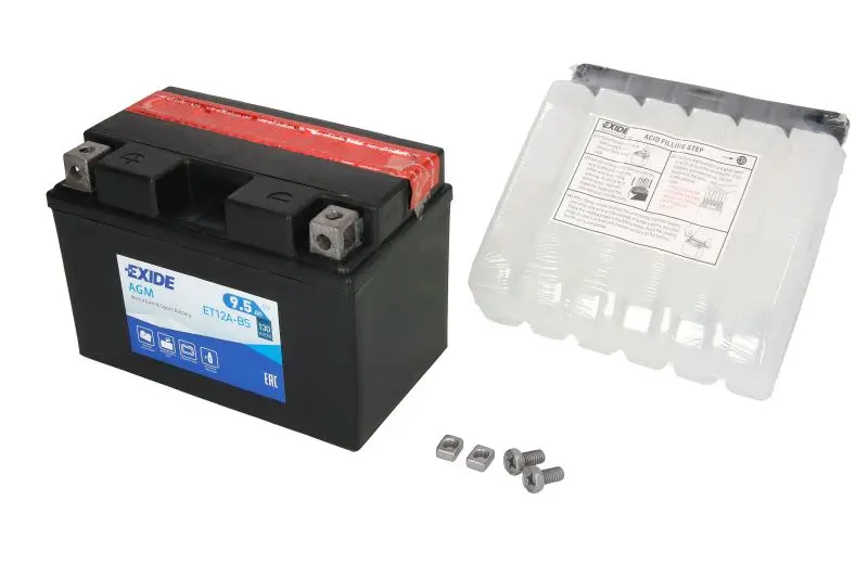 Akumulator AGM/Rozruchowy/Suchoładowany z elektrolitem (ograniczona sprzedaż konsumencka) EXIDE 12V 9,5Ah 130A L+ Bezobsługowy elektrolit w zestawie 150x87x105mm Suchoładowany z elektrolitem YT12A-BS – YT12A-BS EXIDE