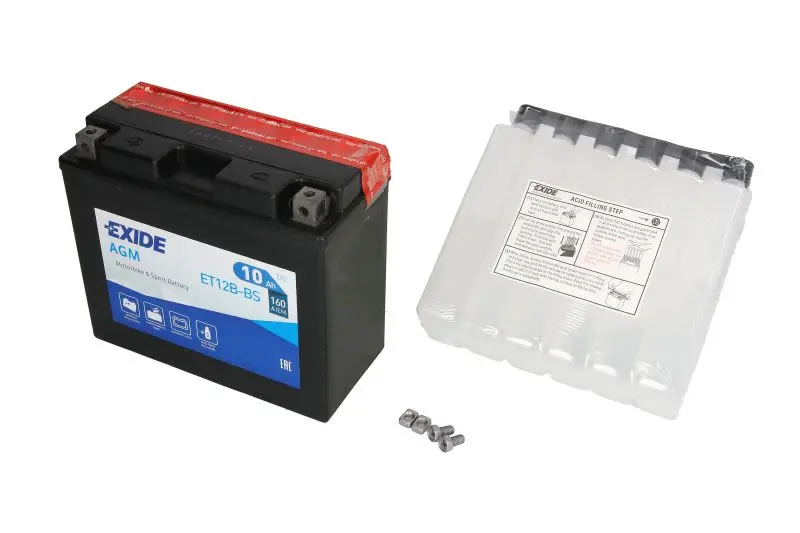 Akumulator AGM/Rozruchowy/Suchoładowany z elektrolitem (ograniczona sprzedaż konsumencka) EXIDE 12V 10Ah 160A L+ Bezobsługowy elektrolit w zestawie 150x70x130mm Suchoładowany z elektrolitem YT12B-BS p – YT12B-BS EXIDE