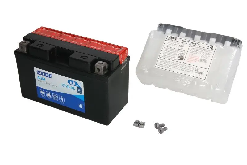 Akumulator AGM/Rozruchowy/Suchoładowany z elektrolitem (ograniczona sprzedaż konsumencka) EXIDE 12V 6,5Ah 85A L+ Bezobsługowy elektrolit w zestawie 150x65x93mm Suchoładowany z elektrolitem YT7B-BS pas – YT7B-BS EXIDE