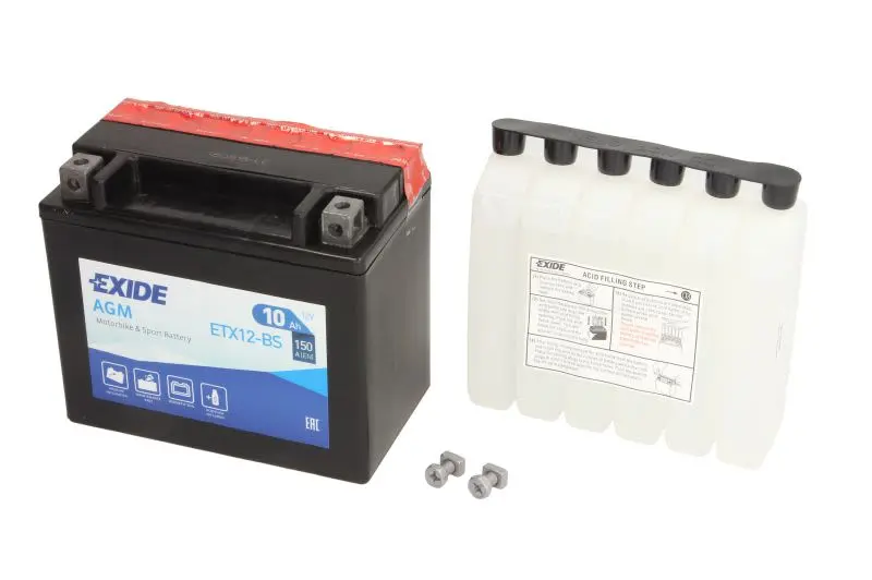 Akumulator AGM/Rozruchowy/Suchoładowany z elektrolitem (ograniczona sprzedaż konsumencka) EXIDE 12V 10Ah 150A L+ Bezobsługowy elektrolit w zestawie 150x87x130mm Suchoładowany z elektrolitem YTX12-BS p – YTX12-BS EXIDE