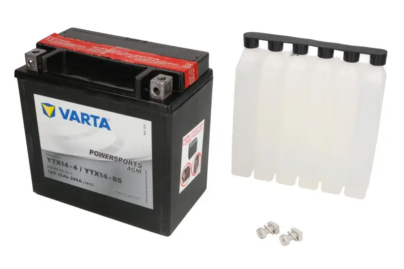 Akumulator AGM/Rozruchowy/Suchoładowany z elektrolitem (ograniczona sprzedaż konsumencka) VARTA 12V 12Ah 200A L+ Bezobsługowy elektrolit w zestawie 152x88x147mm Suchoładowany z elektrolitem YTX14-BS p – YTX14-BS VARTA FUN