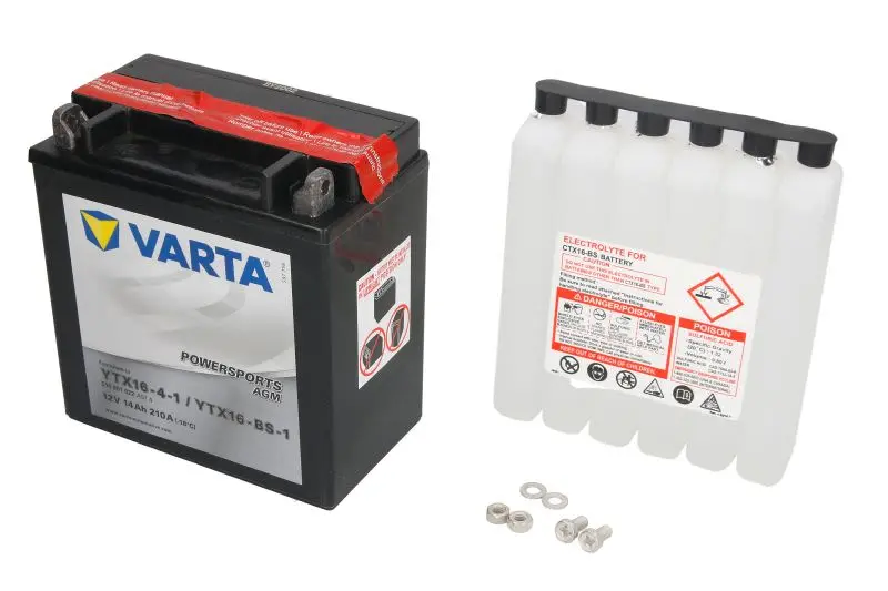 Akumulator AGM/Rozruchowy/Suchoładowany z elektrolitem (ograniczona sprzedaż konsumencka) VARTA 12V 14Ah 210A L+ Bezobsługowy elektrolit w zestawie 150x87x161mm Suchoładowany z elektrolitem YTX16-BS-1 – YTX16-BS-1 VARTA FUN