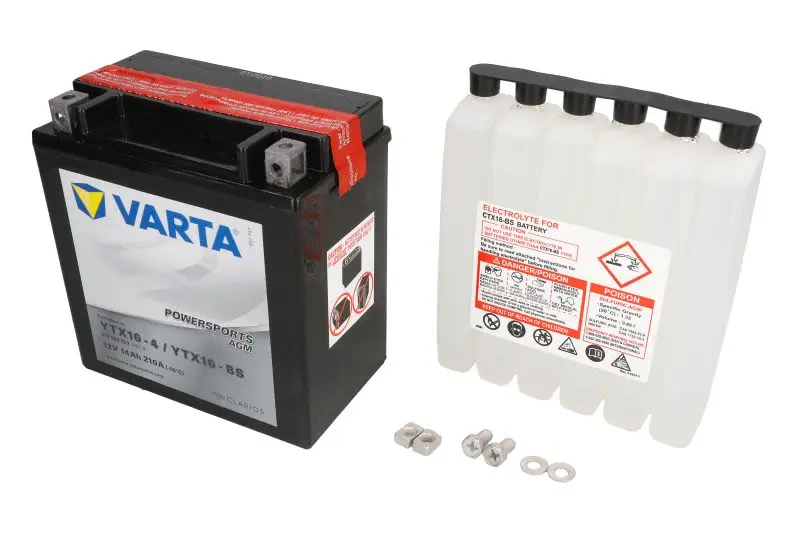 Akumulator AGM/Rozruchowy/Suchoładowany z elektrolitem (ograniczona sprzedaż konsumencka) VARTA 12V 14Ah 210A L+ Bezobsługowy elektrolit w zestawie 150x87x161mm Suchoładowany z elektrolitem YTX16-BS p – YTX16-BS VARTA FUN