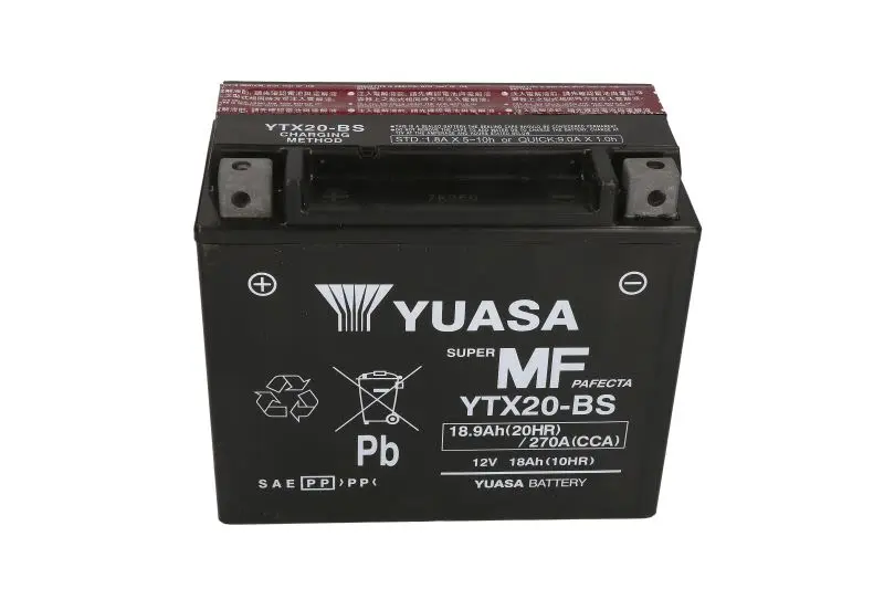 Akumulator AGM/Rozruchowy/Suchoładowany z elektrolitem (ograniczona sprzedaż konsumencka) YUASA 12V 19Ah 270A L+ Bezobsługowy elektrolit w zestawie 175x87x155mm Suchoładowany z elektrolitem YTX20-BS p – YTX20-BS YUASA