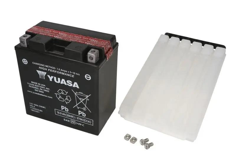 Akumulator AGM/Rozruchowy/Suchoładowany z elektrolitem (ograniczona sprzedaż konsumencka) YUASA 12V 19Ah 270A L+ Bezobsługowy elektrolit w zestawie 150x87x161mm Suchoładowany z elektrolitem YTX20CH-BS – YTX20CH-BS YUASA