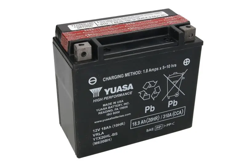 Akumulator AGM/Rozruchowy/Suchoładowany z elektrolitem (ograniczona sprzedaż konsumencka) YUASA 12V 19Ah 310A P+ Bezobsługowy elektrolit w zestawie 175x87x155mm Suchoładowany z elektrolitem YTX20HL-BS – YTX20HL-BS YUASA