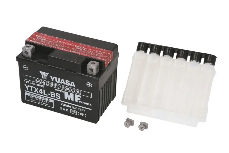 Akumulator AGM/Rozruchowy/Suchoładowany z elektrolitem (ograniczona sprzedaż konsumencka) YUASA 12V 3Ah 50A P+ Bezobsługowy elektrolit w zestawie 114x71x86mm Suchoładowany z elektrolitem YTX4L-BS pasu – YTX4L-BS YUASA