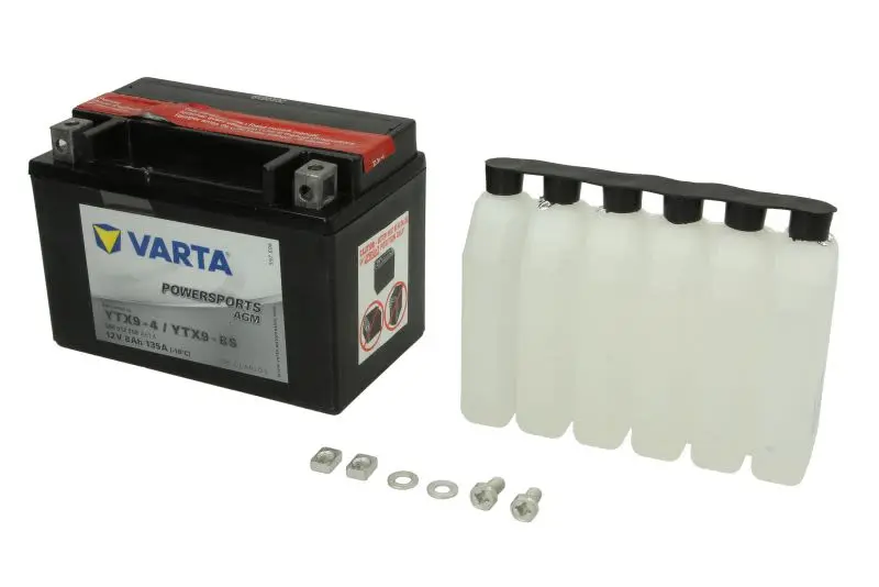 Akumulator AGM/Rozruchowy/Suchoładowany z elektrolitem (ograniczona sprzedaż konsumencka) VARTA 12V 8Ah 135A L+ Bezobsługowy elektrolit w zestawie 152x88x106mm Suchoładowany z elektrolitem YTX9-BS pas – YTX9-BS VARTA FUN