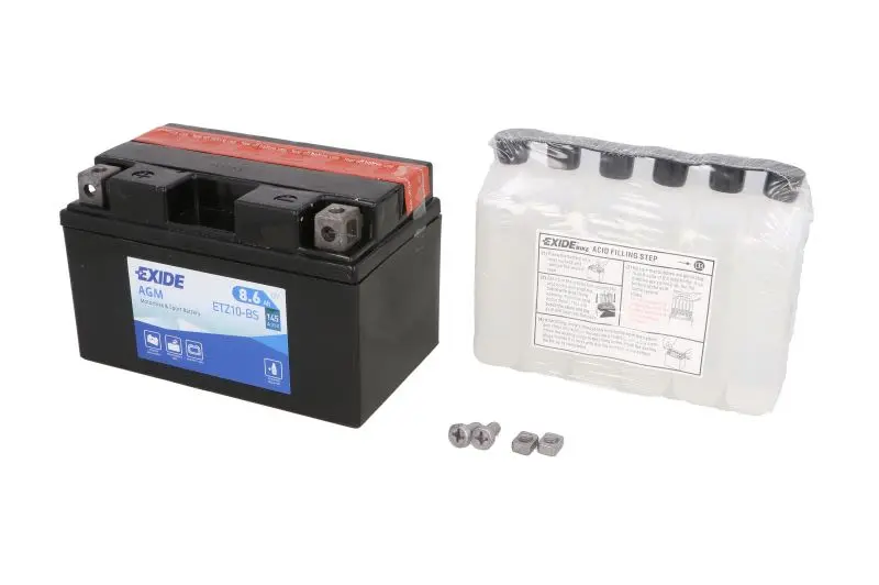 Akumulator AGM/Rozruchowy/Suchoładowany z elektrolitem (ograniczona sprzedaż konsumencka) EXIDE 12V 8,6Ah 145A L+ Bezobsługowy elektrolit w zestawie 150x87x93mm Suchoładowany z elektrolitem YTZ10S-BS – YTZ10S-BS EXIDE